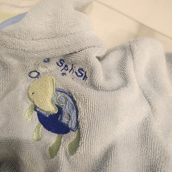 Just one year baby boy size 0-9 month baby blue robe with turtle. - Picture 2 of 7